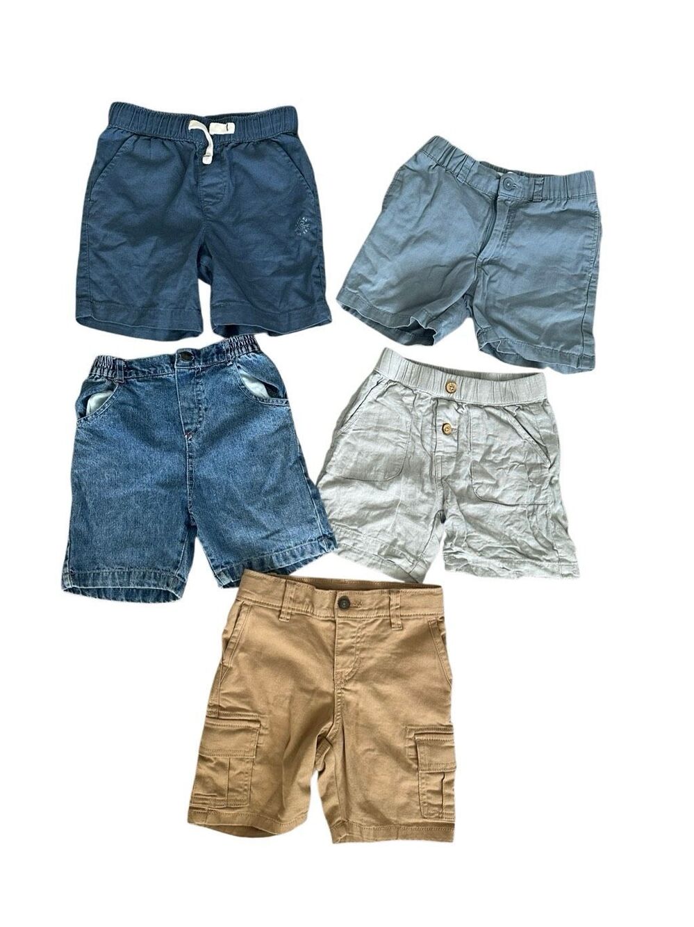 zara, vintage, boys shorts bundle toddler kids size 5T denim, elastic waist blue